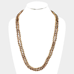 8mm 60" Knotted Bronzy Gold Beaded Long Necklace ( 101 93 )