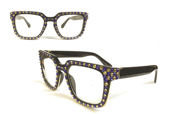 BLUE TOPAZ Swarovski Stones Square Fashion Glasses UV 400 ( MOG 17 BLTOP )
