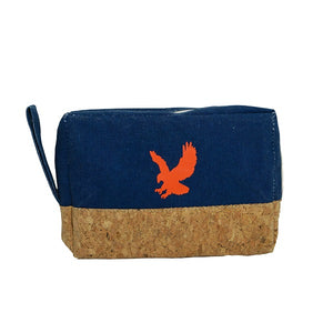 Blue Tote Cork Pouch with Orange Auburn War Eagle Water Resistant ( 0018 )