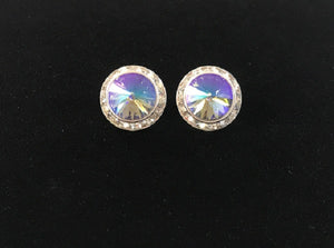 Large lavender AB and Clear Rondelle Crystal Stud Earrings ( 14 -56 )