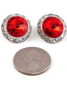 Large Red Rondelle Crystal Stud Earrings ( 14 14 )