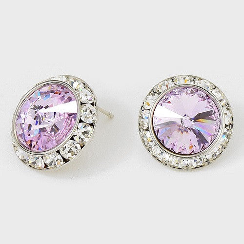 Large Lavender Purple Rondelle Crystal Stud Earrings(56)