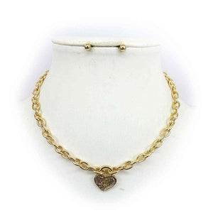 SIMPLE GOLD HEART CHAIN NECKLACE ( 9138 )