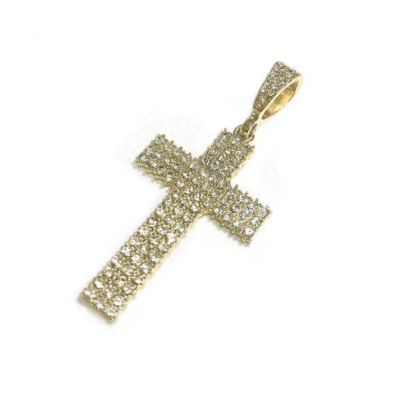 GOLD NECKLACE CROSS CLEAR STONES ( 116 G )