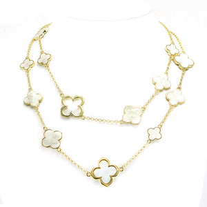 GOLD WHITE CLOVER NECKLACE ( 1447 GDWH )