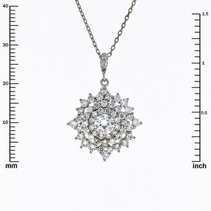 SILVER NECKLACE CLEAR CZ CUBIC ZIRCONIA STONE PENDANT ( 1664 RH )