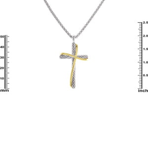 SILVER GOLD CROSS NECKLACE ( 2465 SG ) - Ohmyjewelry.com