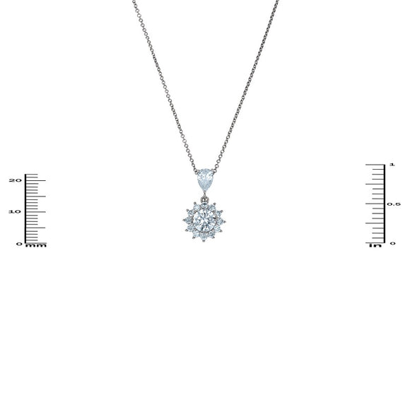 SILVER NECKLACE CLEAR CZ CUBIC ZIRCONIA STONES ( 2948 S )