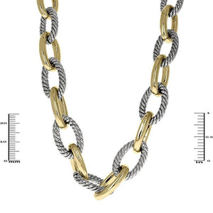 SILVER GOLD CHAIN LINK NECKLACE ( 2953 SG ) - Ohmyjewelry.com