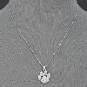 Silver Clear Rhinestone Paw Charm Necklace(MATCHING E60)