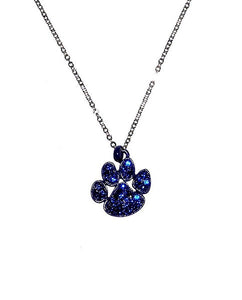 Royal Blue Rhinestone Paw Charm Necklace(matchingn60)