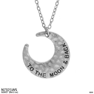 Worn Silver "TO THE MOON & BACK" Charm Necklace ( 7325 )