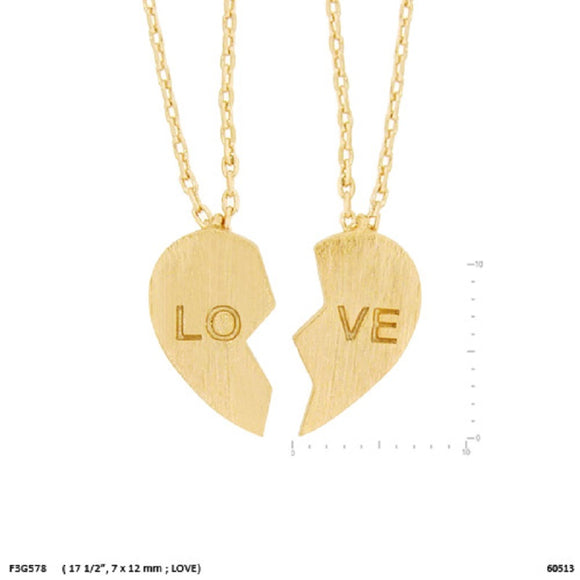 GOLD DIPPED TWIN NECKLACES LOVE HEART ( 9279 G )