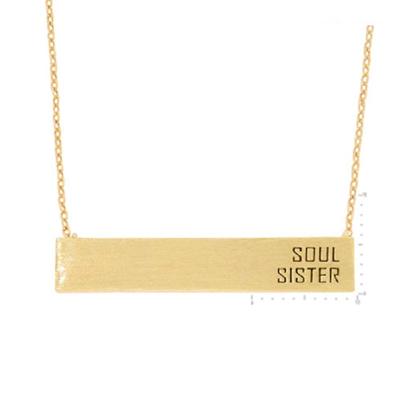 GOLD DIPPED SOUL SISTER BAR NECKLACE ( 9662 G )