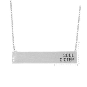 WHITE GOLD DIPPED SOUL SISTER BAR NECKLACE ( 9662 RH )