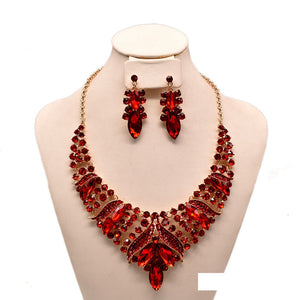 GOLD NECKLACE SET RED STONES ( 11653 GRD )