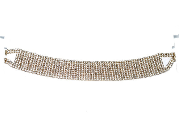 GOLD CHOKER NECKLACE CLEAR STONES ( 20087 10CLGD )