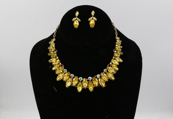 GOLD NECKLACE SET YELLOW STONES ( 0835 2BRAB )