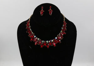 GOLD NECKLACE SET RED STONES ( 0835 2RDAB )