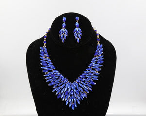 GOLD NECKLACE SET BLUE STONES ( 0837 2SP )