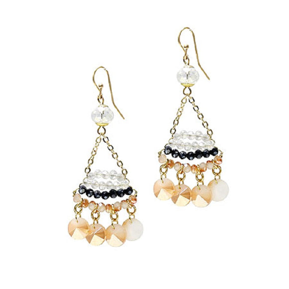 Nude Multi Color and Gold Accent Dangle Earrings ( 4003 )