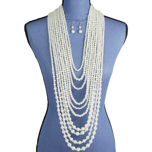 Multi Layered Cream Pearl Necklace Set ( 070 CR )