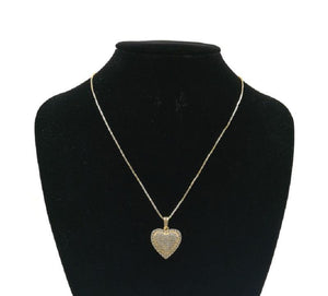 GOLD NECKLACE WITH HEART PENDANT CZ STONES ( 0013 2C ) - Ohmyjewelry.com