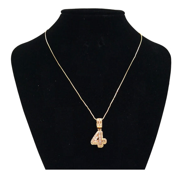 GOLD NECKLACE 4 CLEAR CZ CUBIC ZIRCONIA STONES