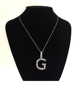 SILVER NECKLACE G CLEAR CZ CUBIC ZIRCONIA STONES ( 0054G 3C )