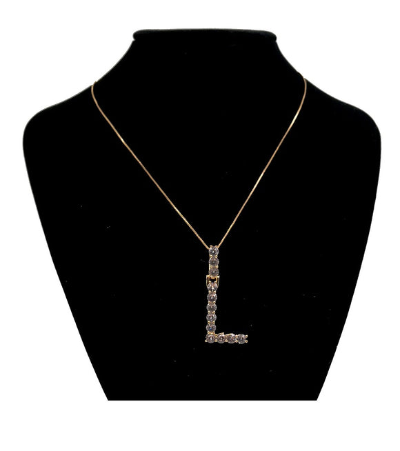 GOLD NECKLACE L CLEAR CZ CUBIC ZIRCONIA STONES ( 0054L 2C )