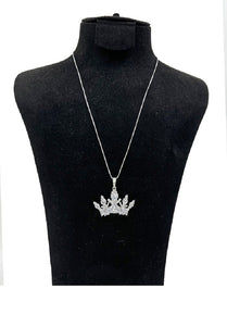 SILVER NECKLACE CROWN PENDANT ( 0063 3C )