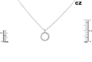 Open Cut Round Silver CZ Cubic Zirconia Charm Necklace ( 2427 )