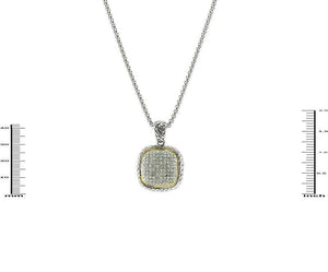 Two Tone Square CZ Cubic Zirconia Charm Necklace ( 2527 ) - Ohmyjewelry.com