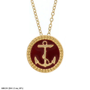Red and Gold Anchor Charm Necklace ( 2770 )