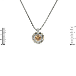 16" Silver Rhodium Plated Necklace With Two Toned Pendant With Champagne  ( 2994CH) )