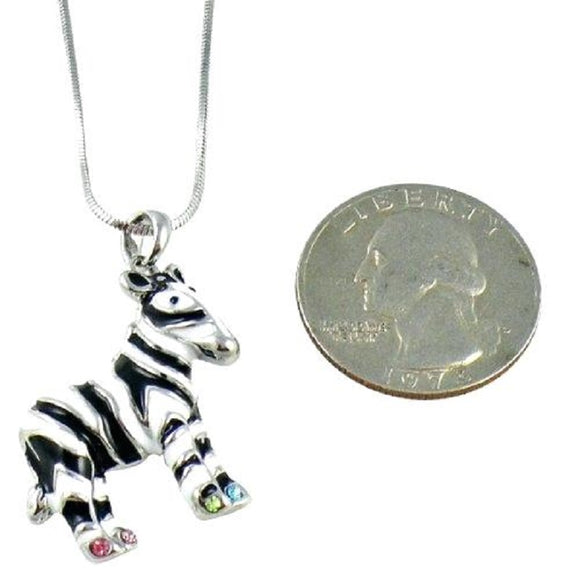 Rhodium Plated Necklace with Zebra Charm ( 9470 )