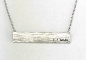 White Gold Dipped Alabama Bar Charm Necklace ( 9784 )