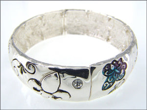 SILVER STRETCH BRACELET MULTI COLOR DETAILS CLEAR STONES ( 00017 SBMUL )