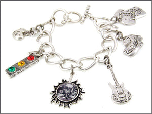 SILVER BRACELET ROCK STAR CHARMS ( 01072 SB )