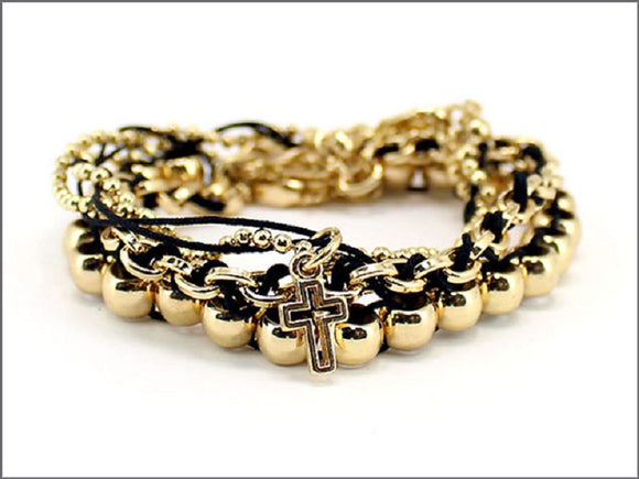 GOLD BLACK BRACELET ( 03777 )