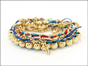 GOLD BLUE RED BRACELET ( 03777 )