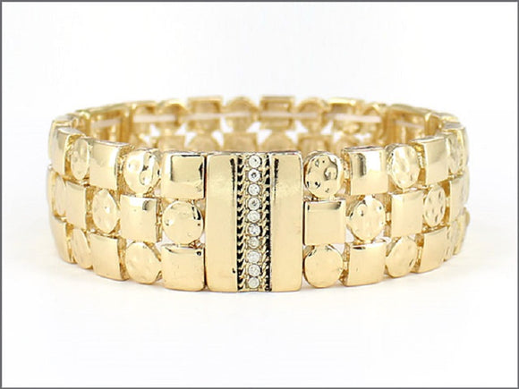 GOLD STRETCH BRACELET CLEAR STONES ( 03834 AGCRY )