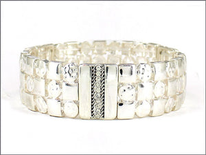 SILVER STRETCH BRACELET CLEAR STONES ( 03834 ASCRY )