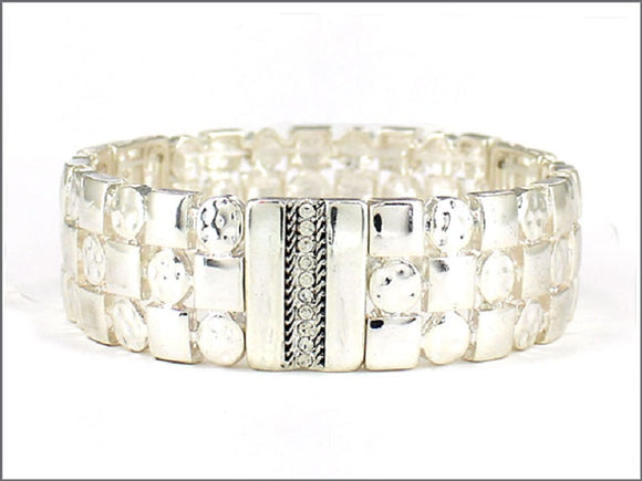 SILVER STRETCH BRACELET CLEAR STONES ( 03834 ASCRY )