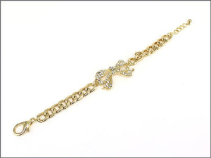 GOLD BRACELET BOW CLEAR STONES ( 04263 GLCRY )