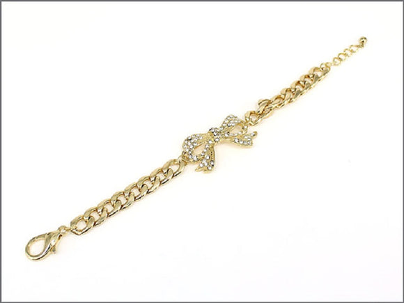 GOLD BRACELET BOW CLEAR STONES ( 04263 GLCRY )