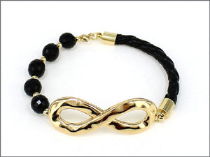 GOLD AND BLACK BRACELET WITH INFINITY DESIGN ( 04264 )