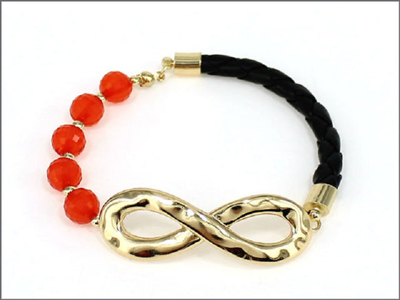 GOLD AND CORRAL BRACELET WITH INFINITY DESIGN ( 04264 )