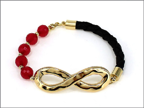 GOLD AND FUCHSIA BRACELET WITH INFINITY DESIGN ( 04264 )
