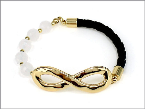 GOLD AND WHITE BRACELET WITH INFINITY DESIGN ( 04264 )